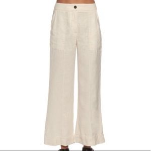 Raquel Allegra Off White Flared Cropped Trousers